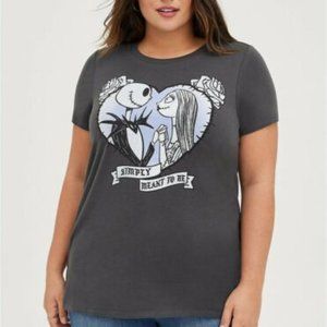 Torrid 00 M/L (10) Disney Jack & Sally Meant To Be Vintage Black T-Shirt